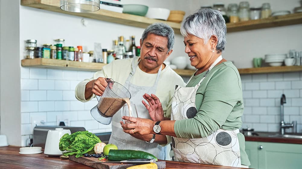 Couple cooking together