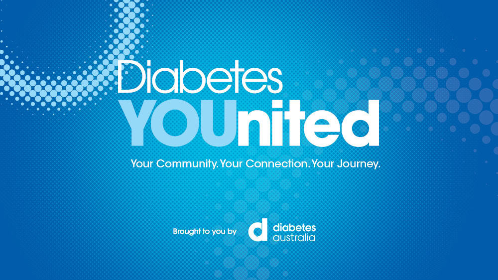 Diabetes YOUnited is typed on a blue background with the Diabetes Australia logo on the bottom right.