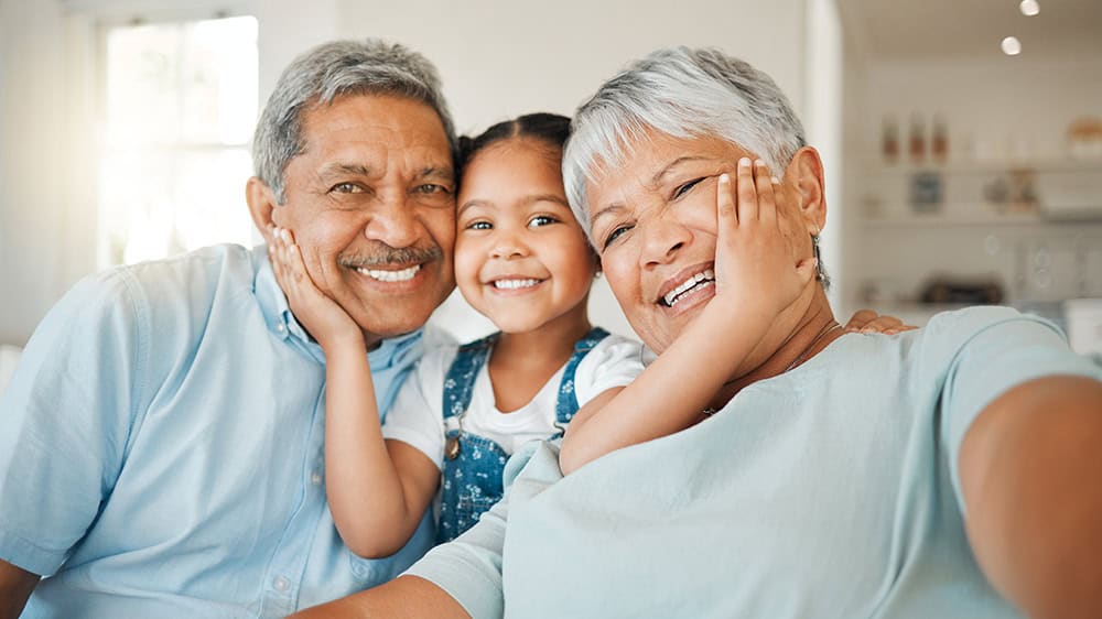 Child with grandparents