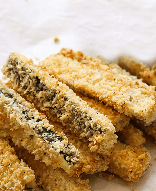 Stack of crunchy zucchini fries