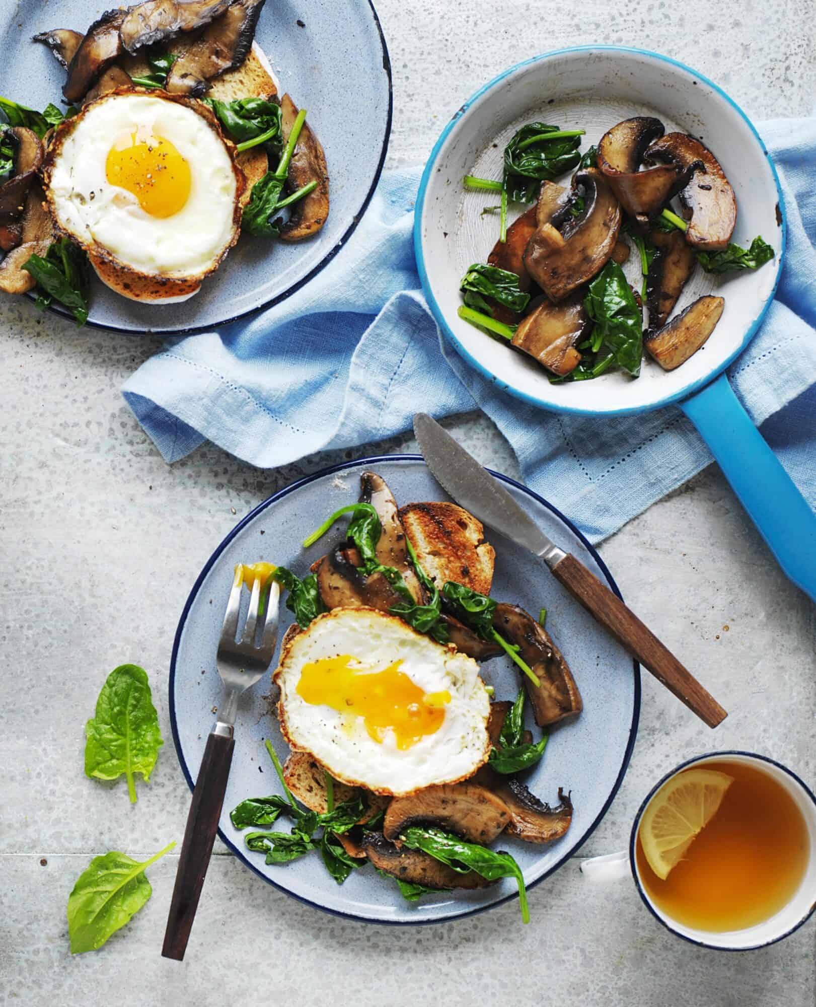 Fried Egg With Balsamic Mushrooms And Spinach 9585