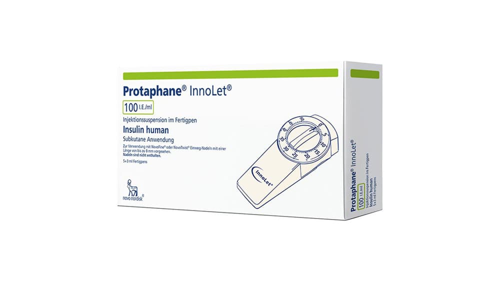 A box of Protaphane InnoLet human insulin